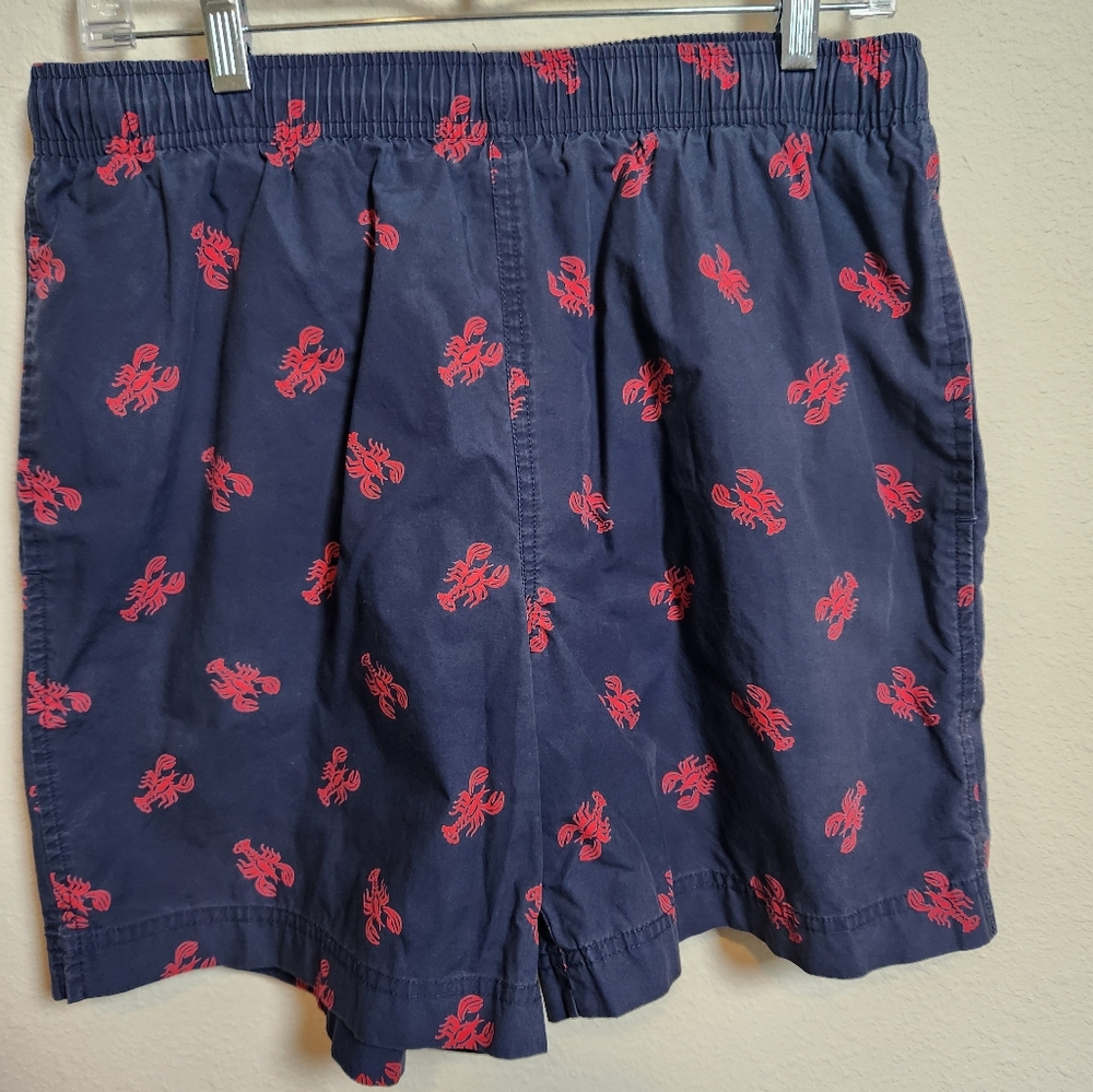 Polo by Ralph Lauren Red Lobster Print Navy Board‎ Shorts Pockets Beach Medium